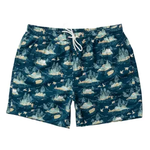6” Print Sailport Swim Short (Dark Indigo)