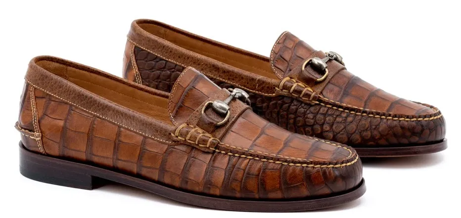 All American Alligator Grain Bit Loafers (Chestnut)