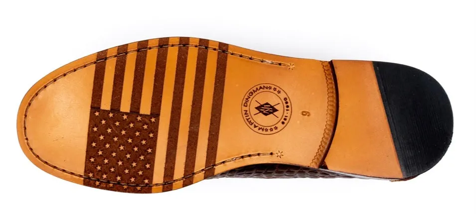 All American Alligator Grain Bit Loafers (Chestnut)