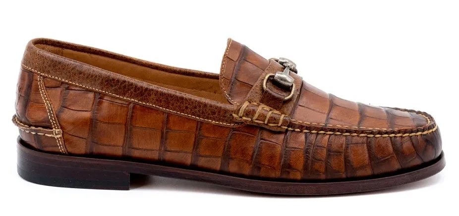 All American Alligator Grain Bit Loafers (Chestnut)