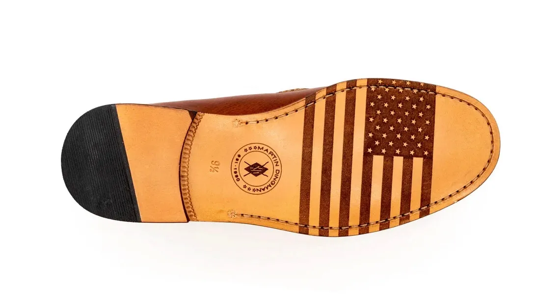 All American Saddle Leather Penny Loafers (Chestnut)
