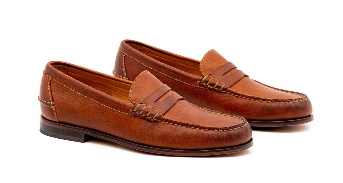 All American Saddle Leather Penny Loafers (Chestnut)