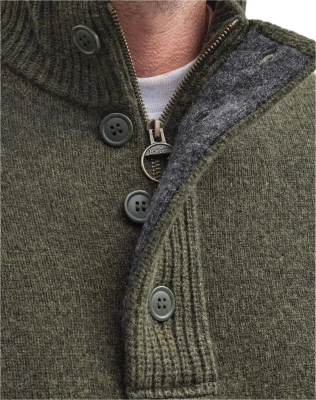 Barbour Essential Elbow Patch Jumper (Seaweed)