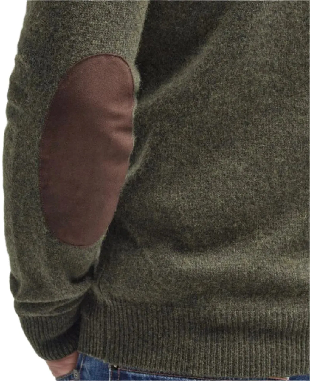 Barbour Essential Elbow Patch Jumper (Seaweed)