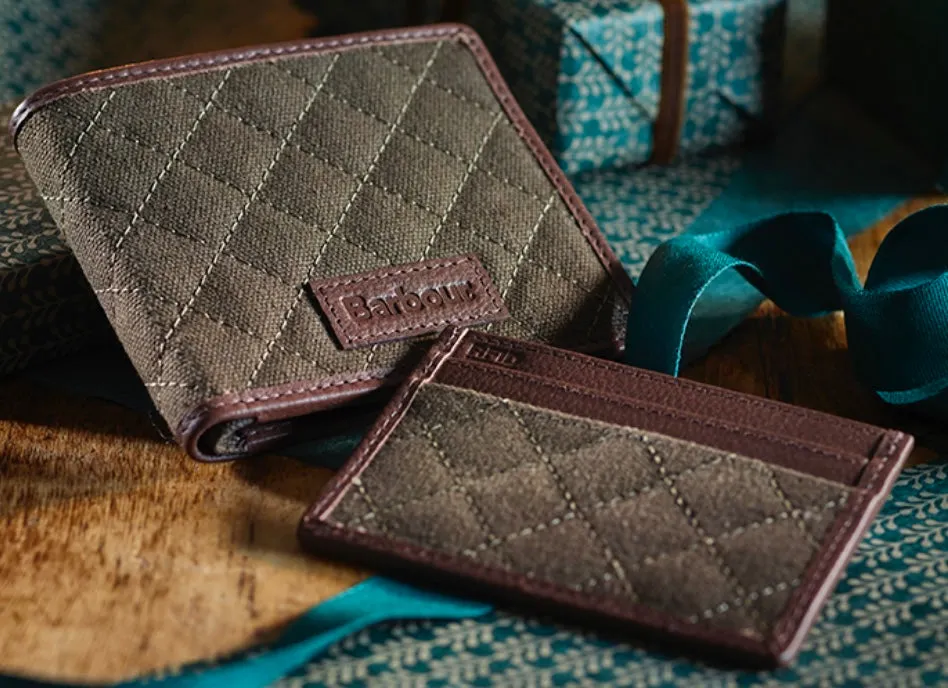 Barbour Quilted Padbury Wallet and Card Holder Gift Set
