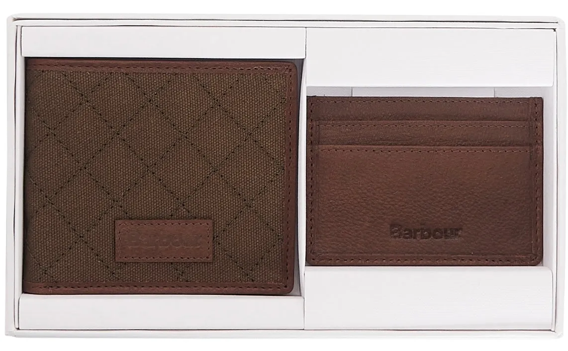 Barbour Quilted Padbury Wallet and Card Holder Gift Set