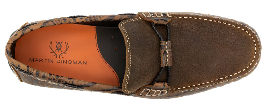 Bermuda Crocodile Grain Braided Bit Loafers (Burnt Pecan)