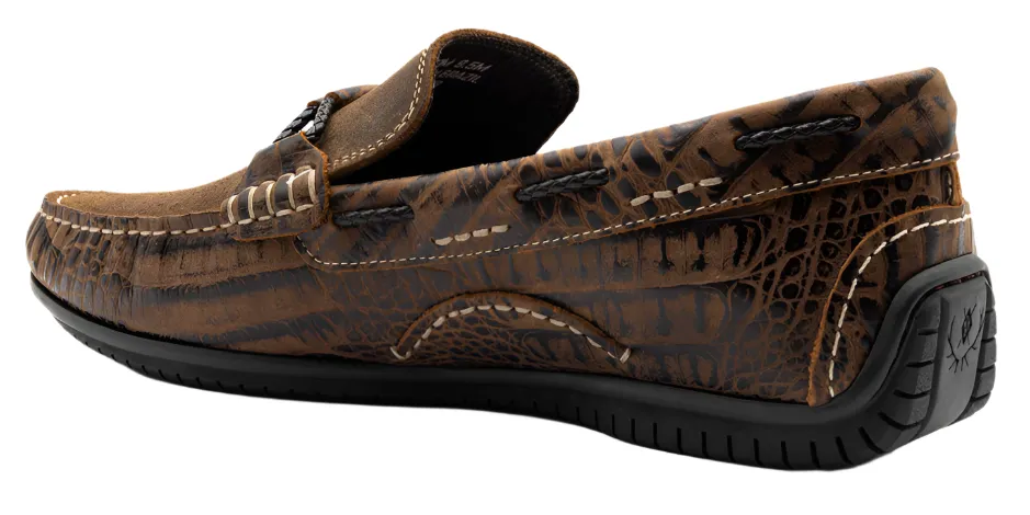 Bermuda Crocodile Grain Braided Bit Loafers (Burnt Pecan)