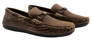 Bermuda Crocodile Grain Braided Bit Loafers (Burnt Pecan)