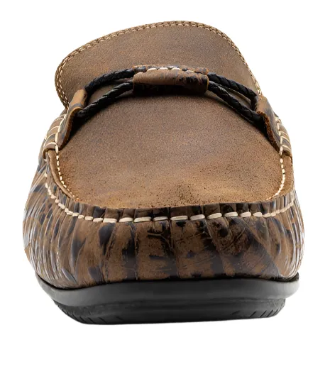 Bermuda Crocodile Grain Braided Bit Loafers (Burnt Pecan)