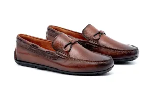 Bermuda Pebble Grain Braided Bit Loafers (Bourbon)