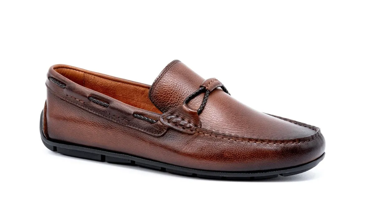 Bermuda Pebble Grain Braided Bit Loafers (Bourbon)
