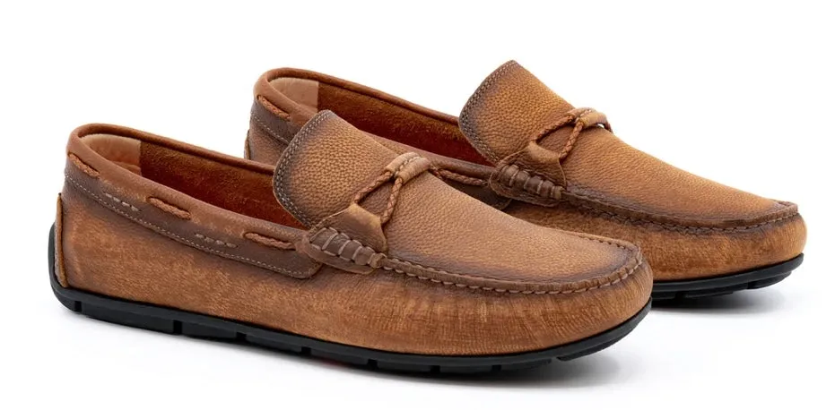 Bermuda Pebble Grain Braided Bit Loafers (Old Saddle)