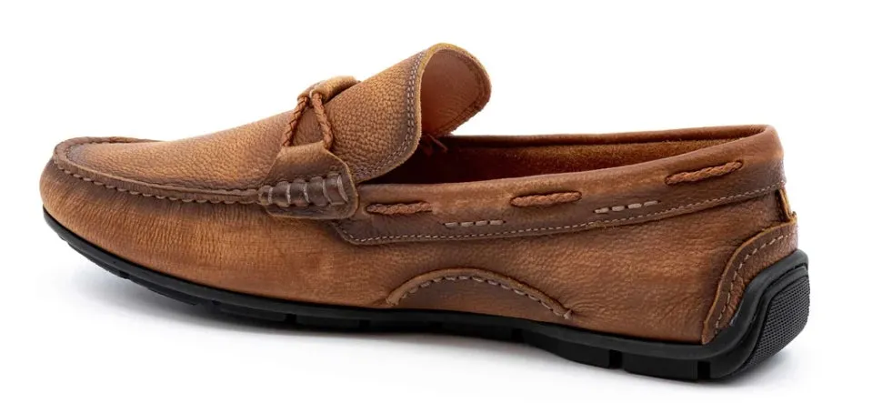 Bermuda Pebble Grain Braided Bit Loafers (Old Saddle)