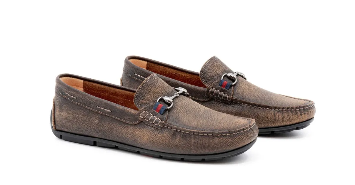 Bermuda Pebble Grain Horse Bit Loafers (Old Clay)