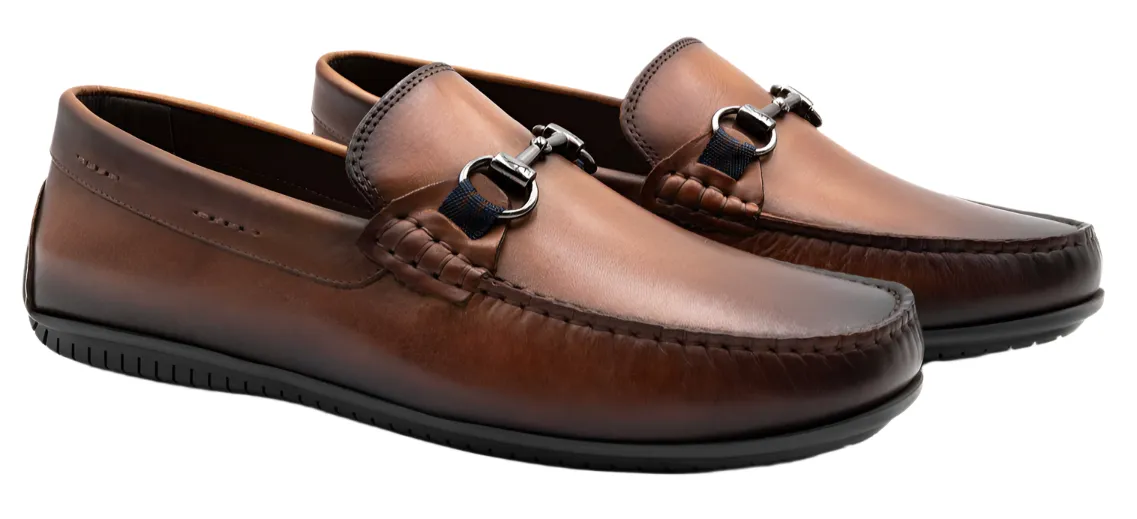 Bermuda Saddle Leather Horse Bit Loafers (Whiskey)