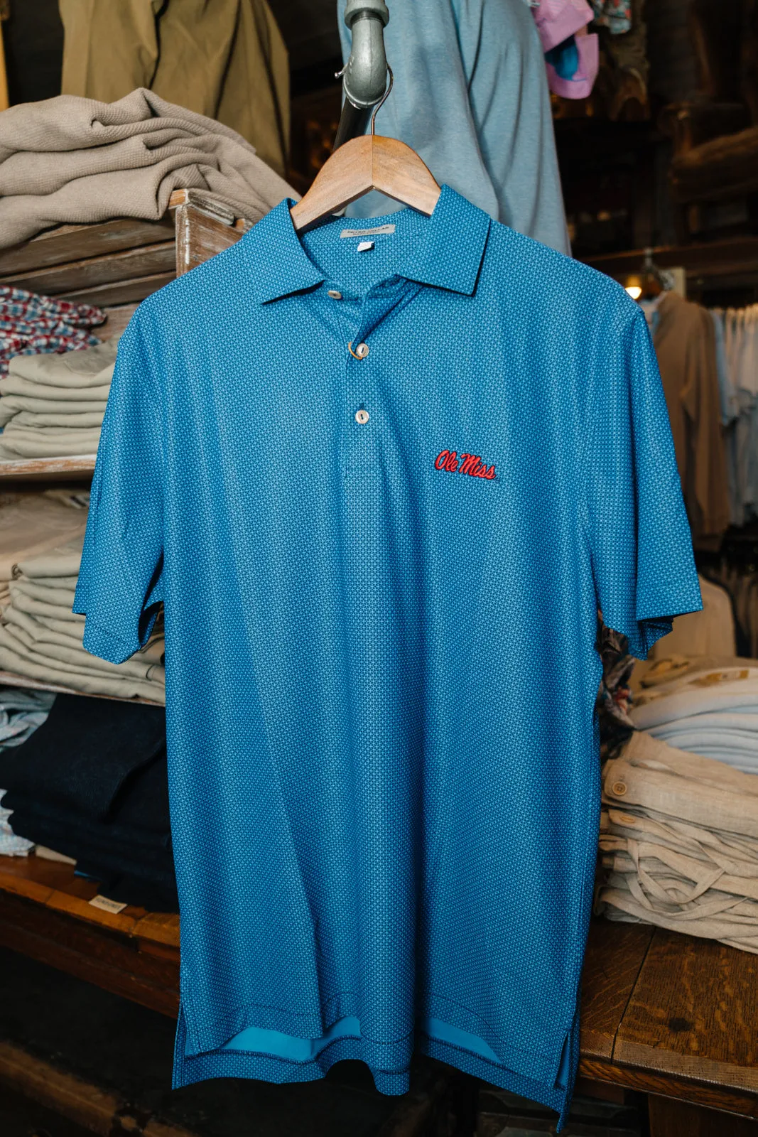 Blue Combo Geometric Dot Gameday Polo