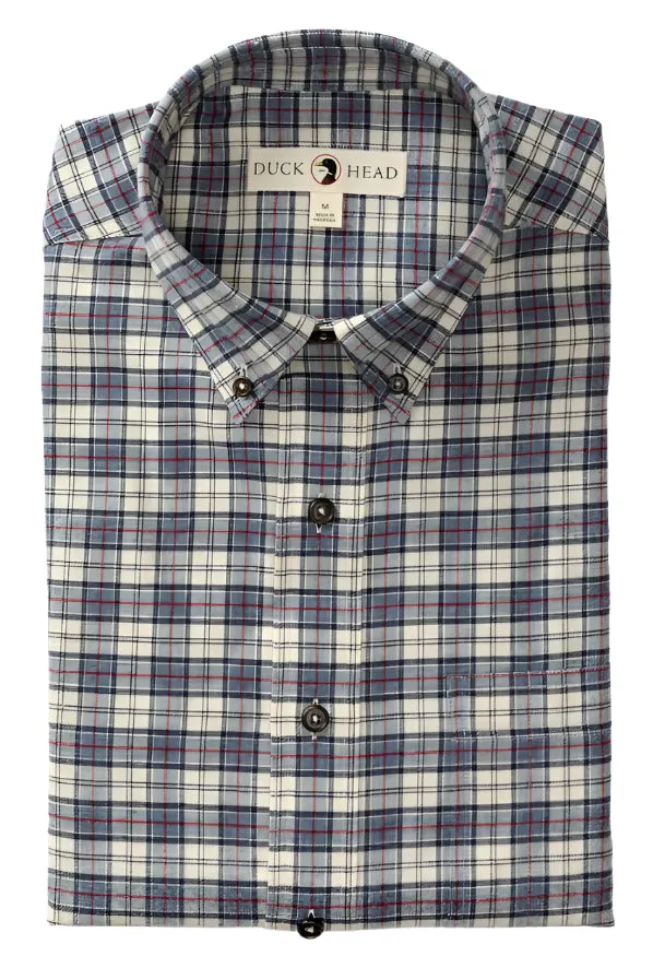 Cotton Flannel Sport Shirt (Werth Plaid - Stone Blue Heather)