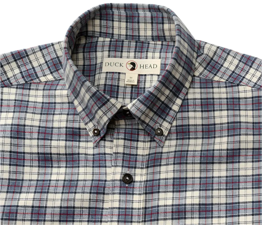 Cotton Flannel Sport Shirt (Werth Plaid - Stone Blue Heather)