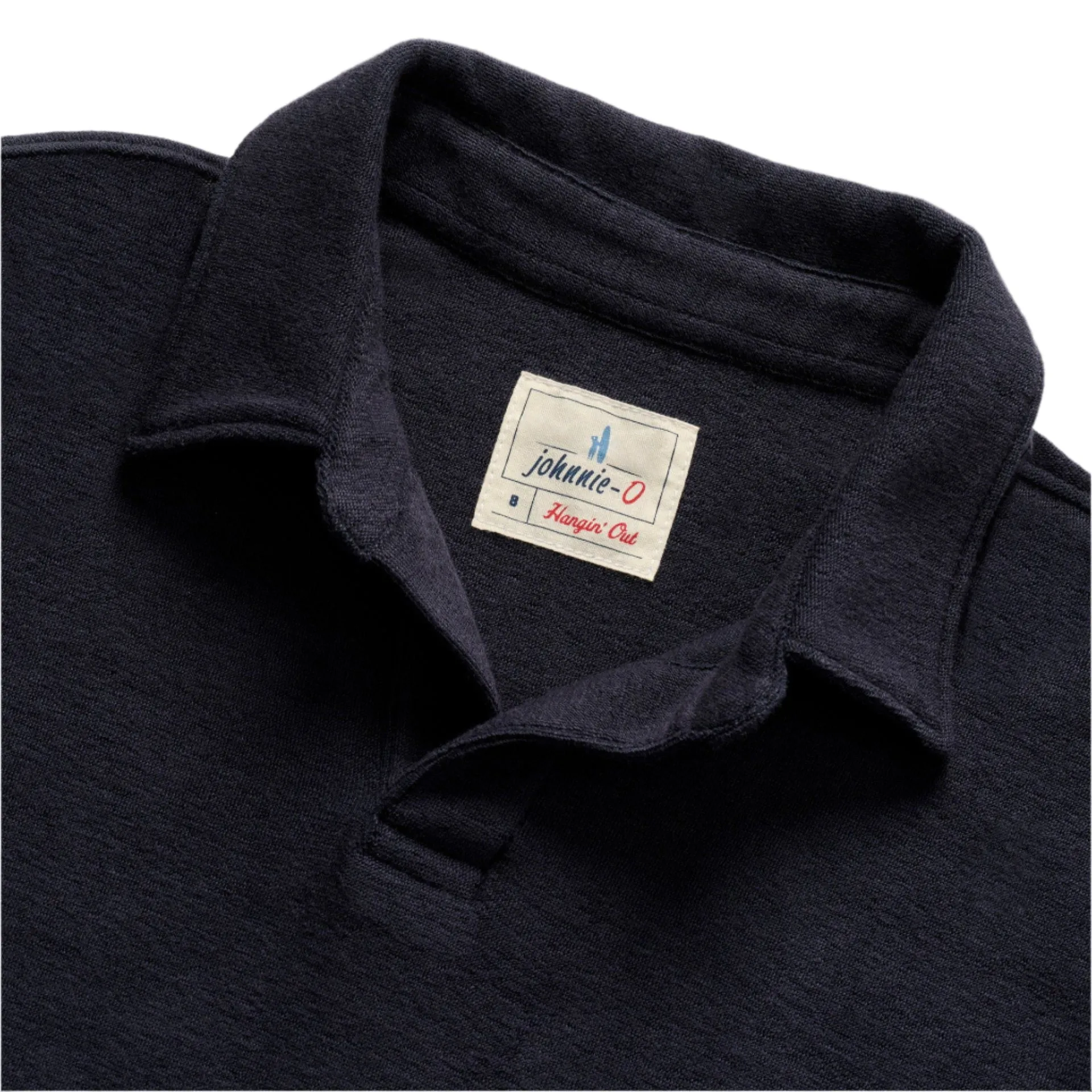 French Terry Johnny Collar Polo - Frankie (Navy)