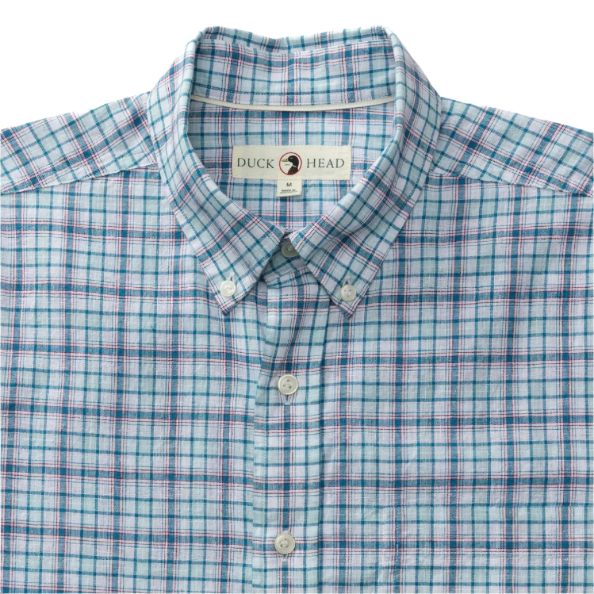 Linen Cotton Sport Shirt (Broome Plaid - Pastel Blue)