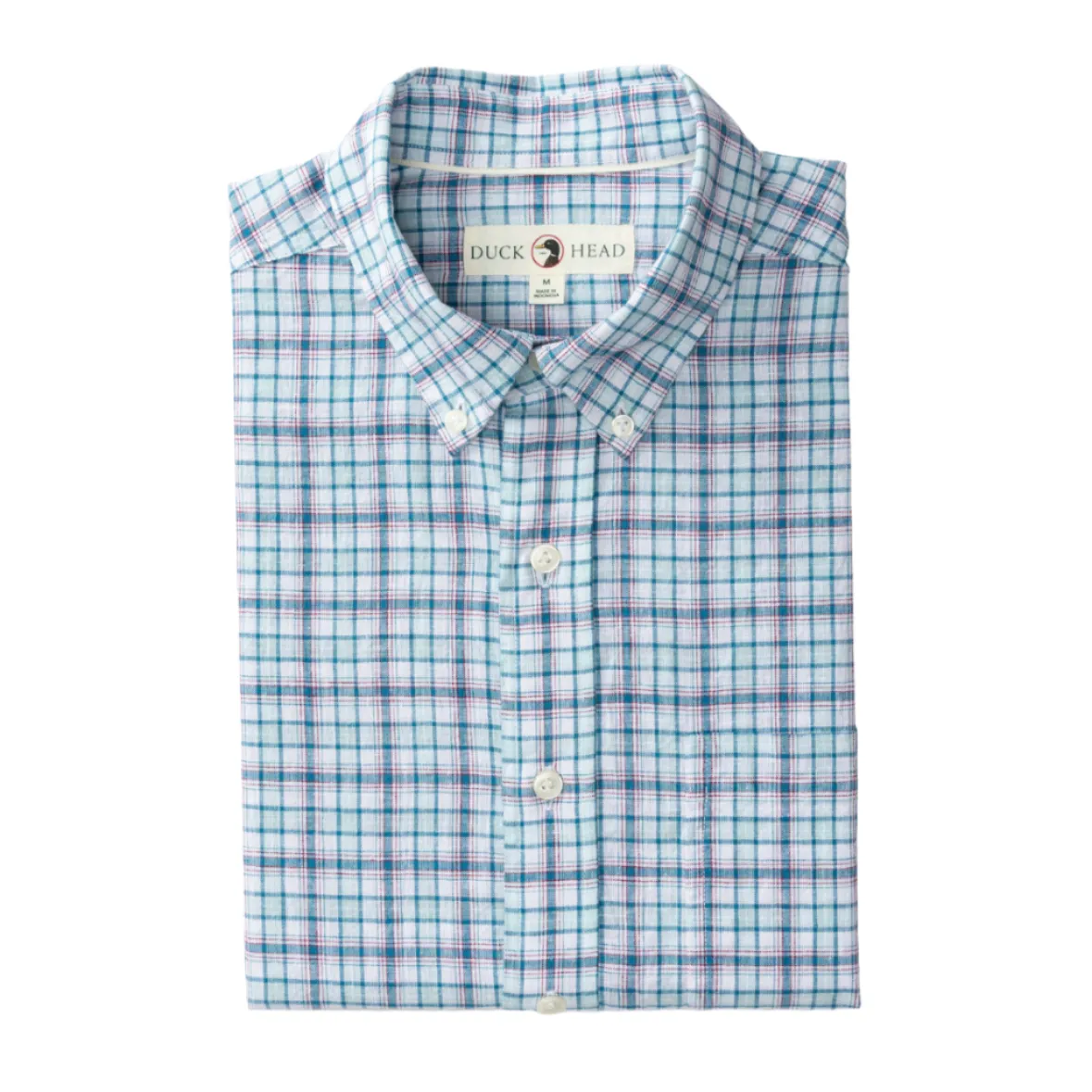 Linen Cotton Sport Shirt (Broome Plaid - Pastel Blue)