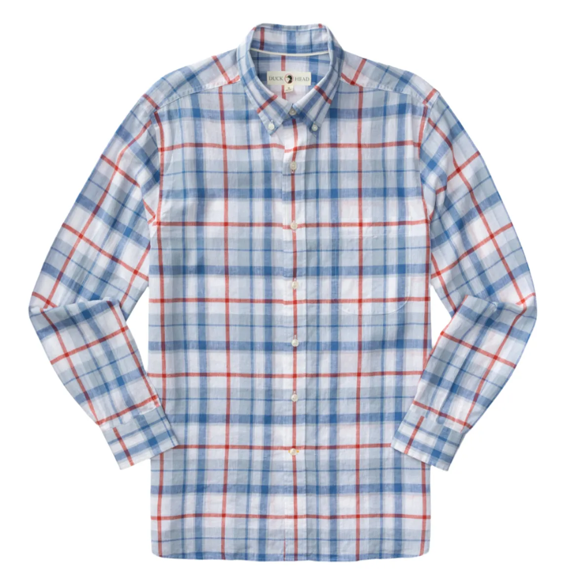 Linen Cotton Sport Shirt (Conner Plaid - Light Blue)