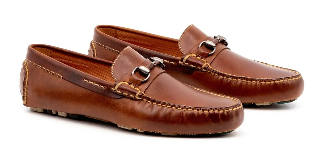Monte Carlo Saddle Leather Horse Bit Driving Loafers (Cigar)