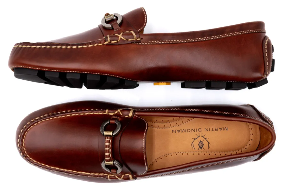 Old Row Saddle Leather Horse Bit Driving Loafers (Cigar)