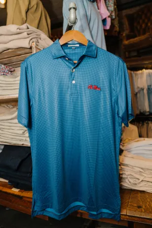 Ole Miss Gingham Performance Jersey Polo (Navy)