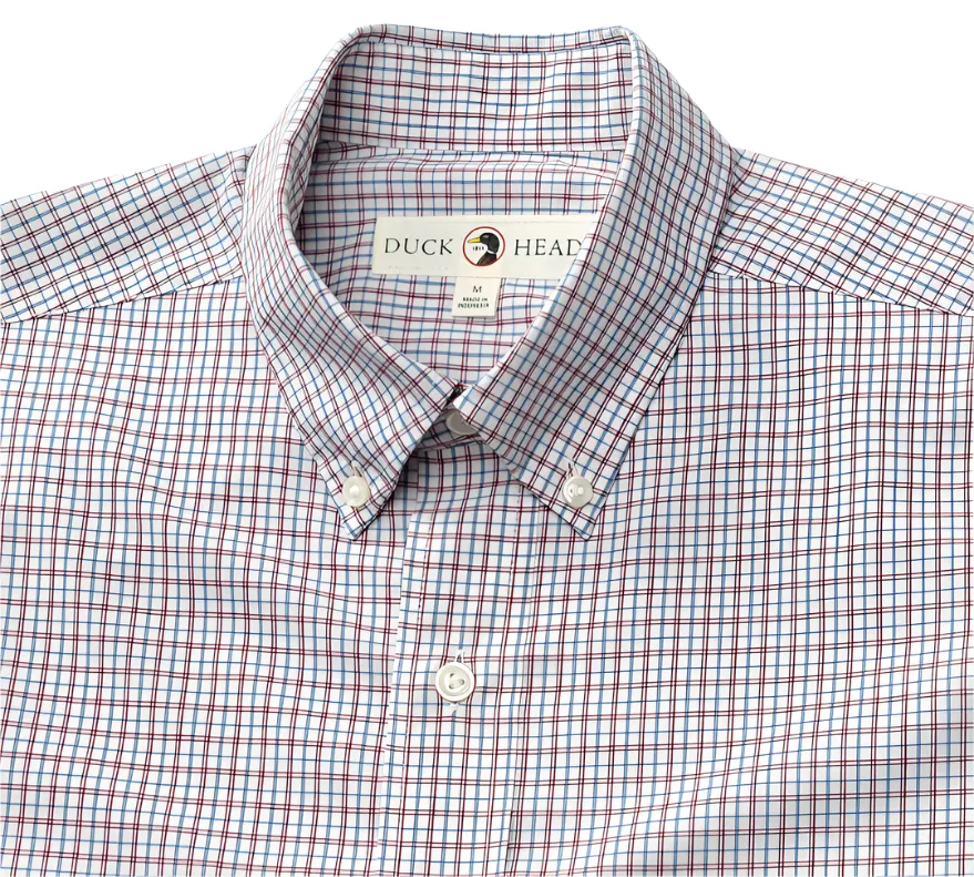Performance Poplin Sport Shirt (Langley Plaid - Coronet Blue)