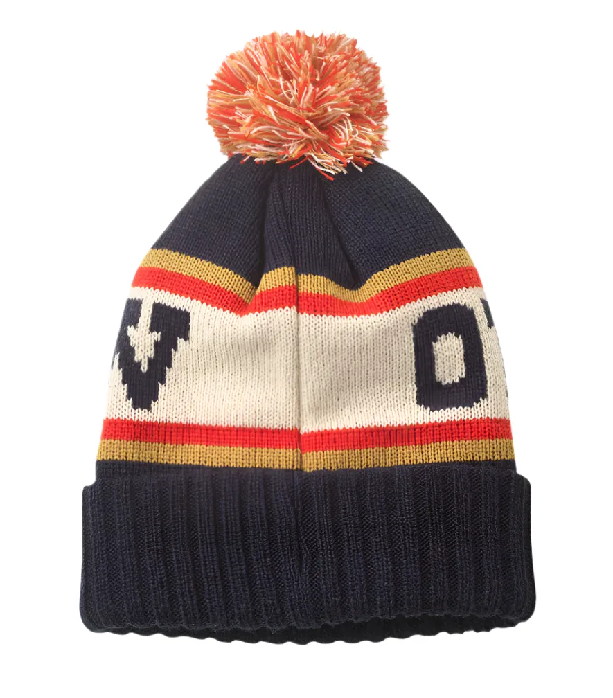 Pillow Line Knit Pom Pom Beanie - Willie Nelson (Navy/Ivory/Gold)