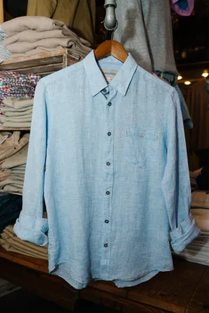 Sundunes Long Sleeve Linen Button Down (Blue)