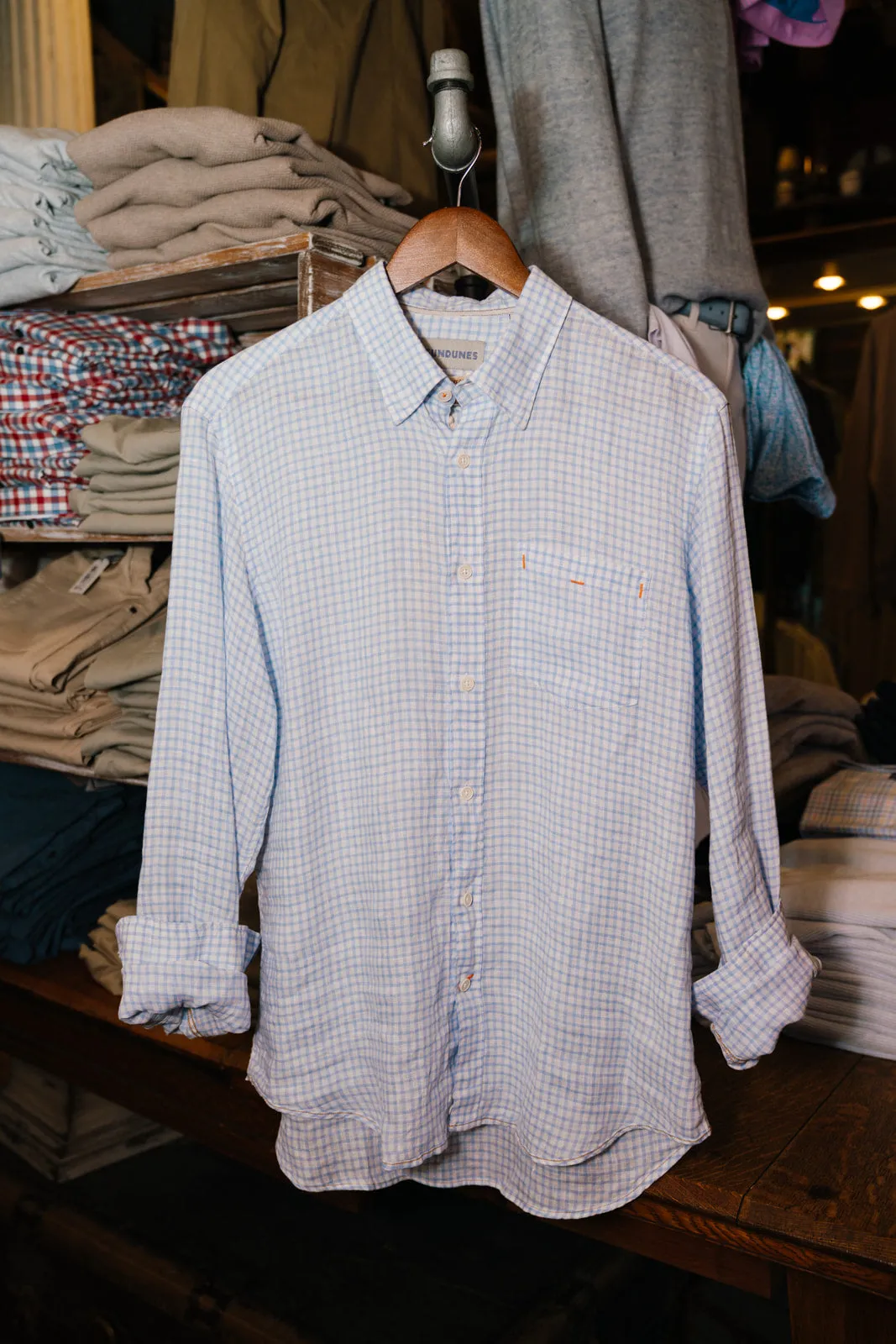 Sundunes Long Sleeve Linen Button Down (Light Blue)