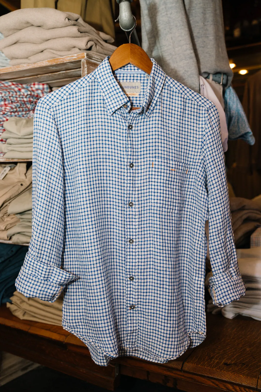Sundunes Long Sleeve Linen Button Down (Navy)