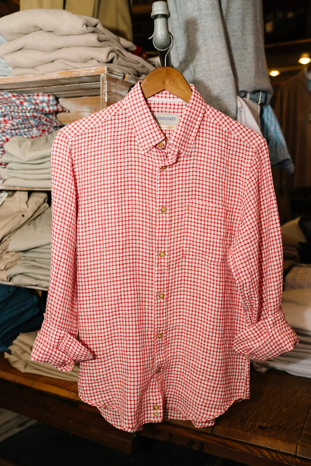 Sundunes Long Sleeve Linen Button Down (Red)