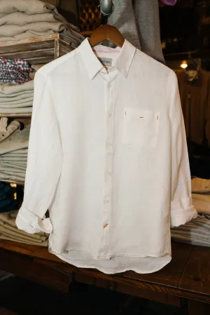Sundunes Long Sleeve Linen Button Down (White)