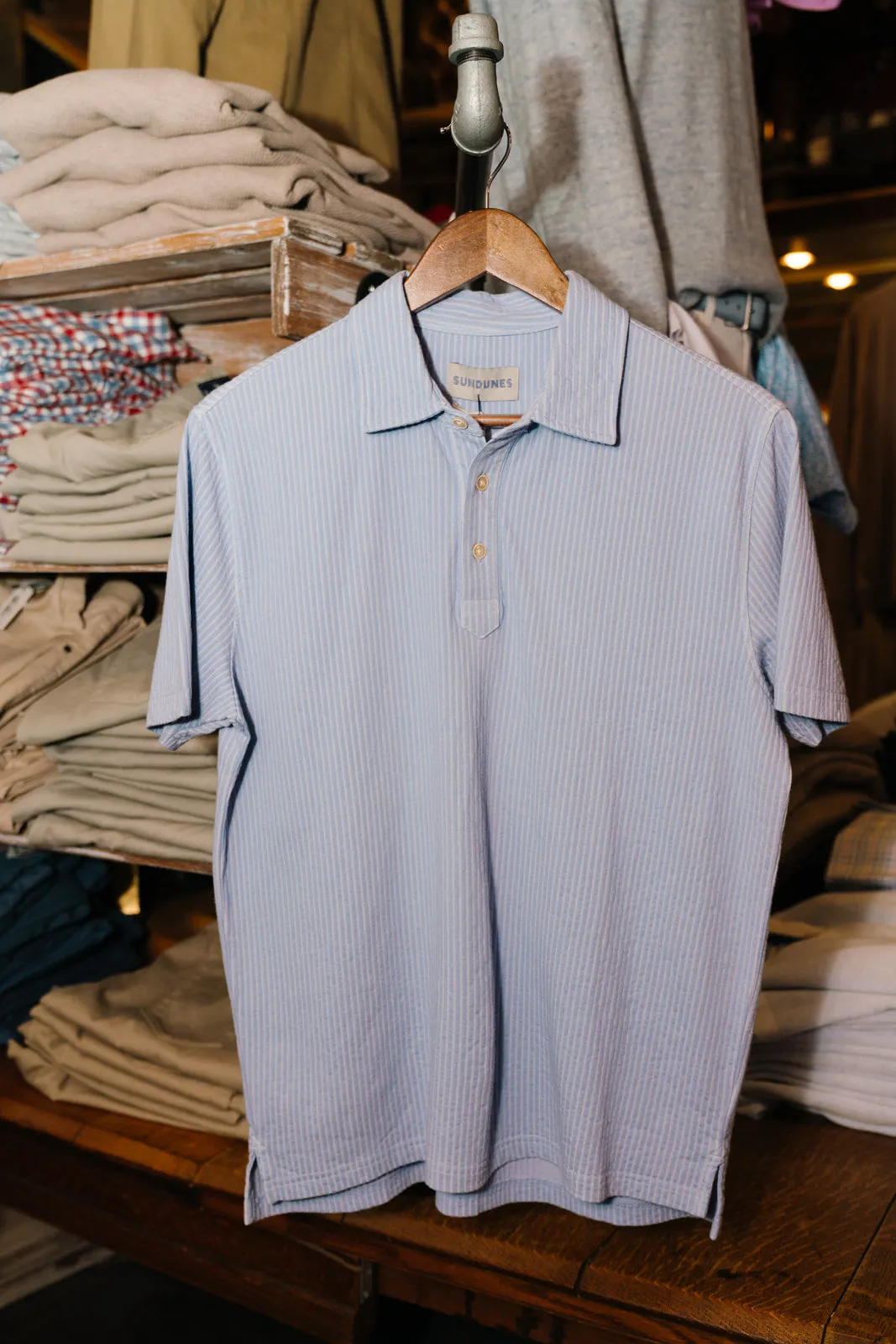 Sundunes Short Sleeve Ribbed Polo (Rain)