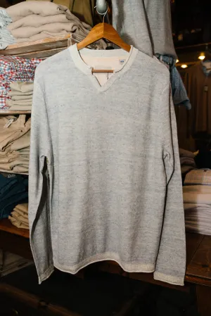 Sundunes Sun Washed Notch Collar Sweater (Light Blue)