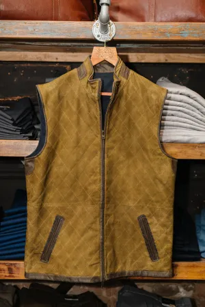 Trimmed Leather Diamond Quilt Vest (Reversible)