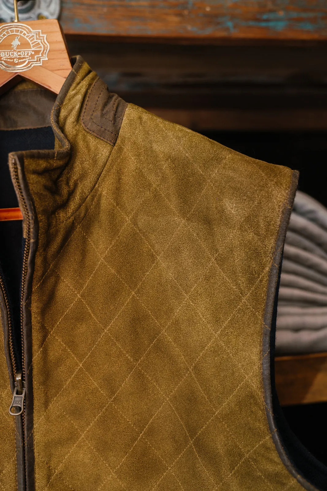 Trimmed Leather Diamond Quilt Vest (Reversible)