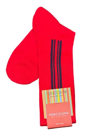 Vertical Stripe Socks (Royal Red)