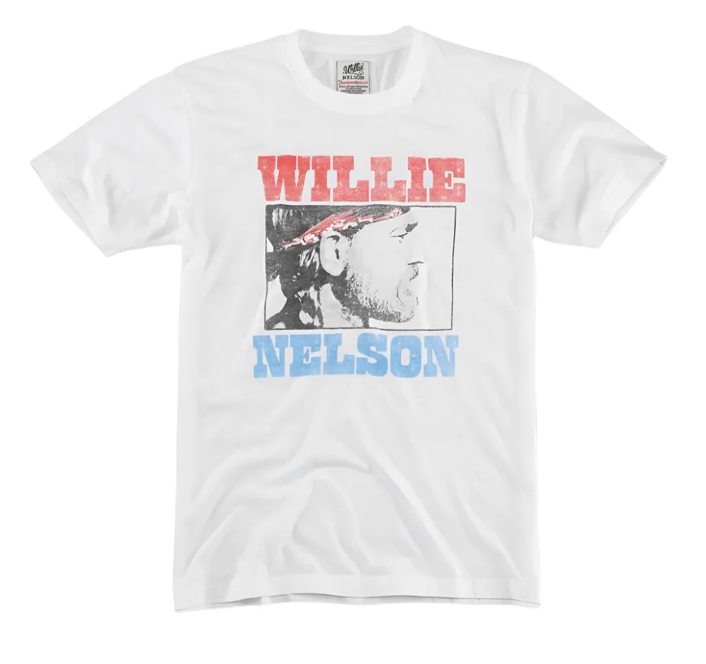Vintage Fade Brass Tacks T-Shirt - Willie Nelson (White)